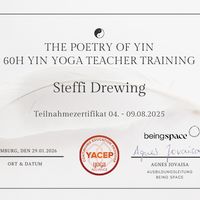 Teilnahmezertifikat Yin Yoga Teacher Training – Steffi Drewing